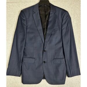 Express Producer Suit Jacket Mens 38R Navy Blue Wool Blend Modern Fit Blazer‎